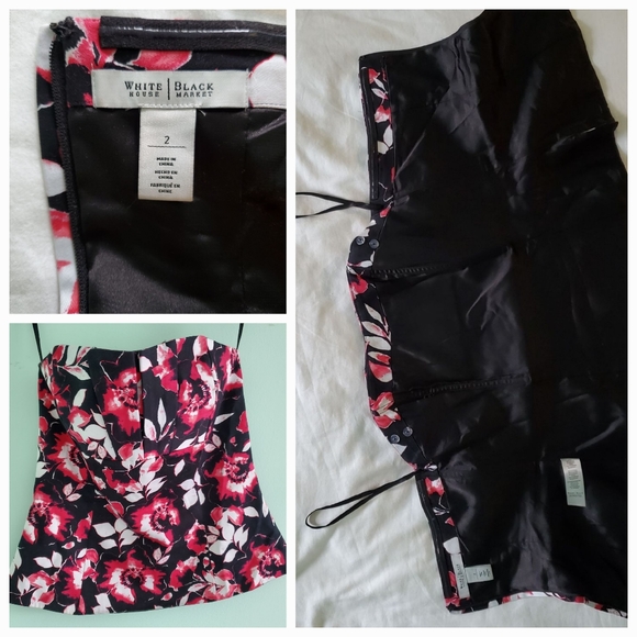 WHBM Strapless Bustier Floral Top Size 2 - Picture 2 of 13